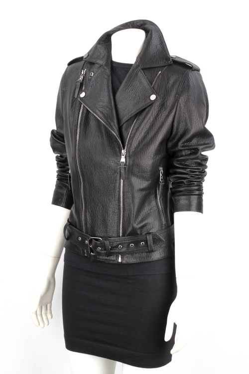 JUD951 - Damska ramoneska z czarnej naturalnej skóry owczej DORJAN 4.JPG