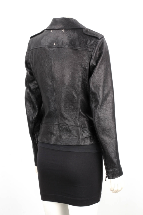 JUD951 - Damska ramoneska z czarnej naturalnej skóry owczej DORJAN 6.JPG