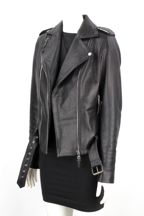 JUD951 - Damska ramoneska z czarnej naturalnej skóry owczej DORJAN 8.JPG