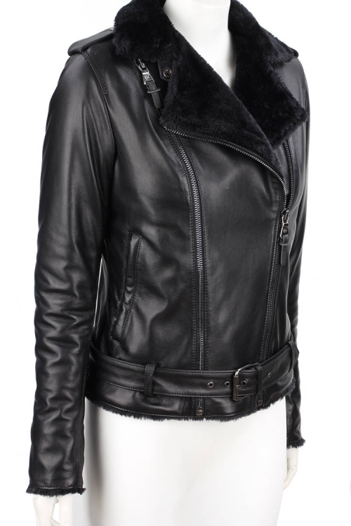 JUK450 - Skórzana ramoneska z kożuszkiem w kolorze czarnym DORJAN 2.JPG