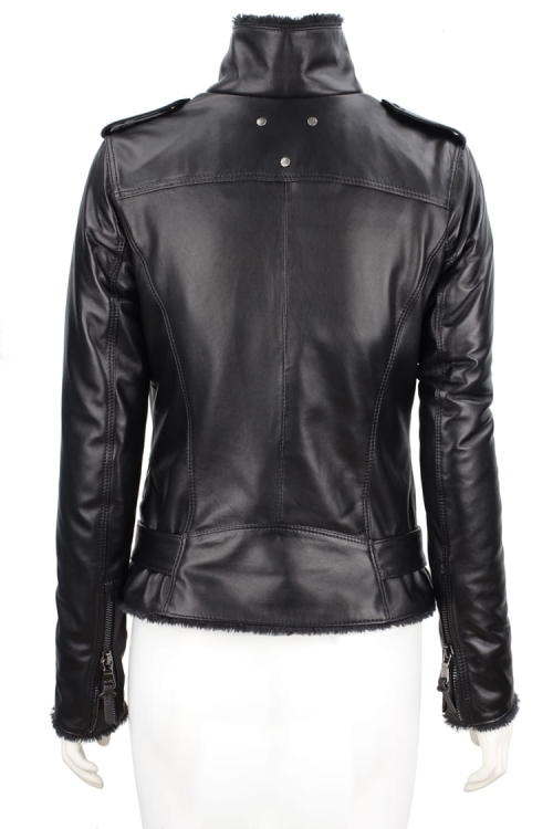 JUK450 - Skórzana ramoneska z kożuszkiem w kolorze czarnym DORJAN 4.JPG