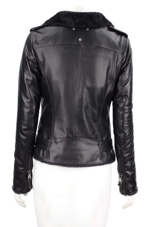 JUK450 - Skórzana ramoneska z kożuszkiem w kolorze czarnym DORJAN 5.JPG