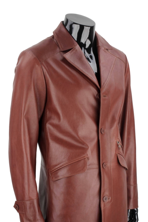 ERKL122 - Klasyczny długi płaszcz męski z brśazowej skóry licowej DORJAN 6.JPG