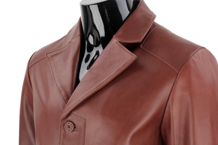 ERKL122 - Klasyczny długi płaszcz męski z brśazowej skóry licowej DORJAN 9.JPG