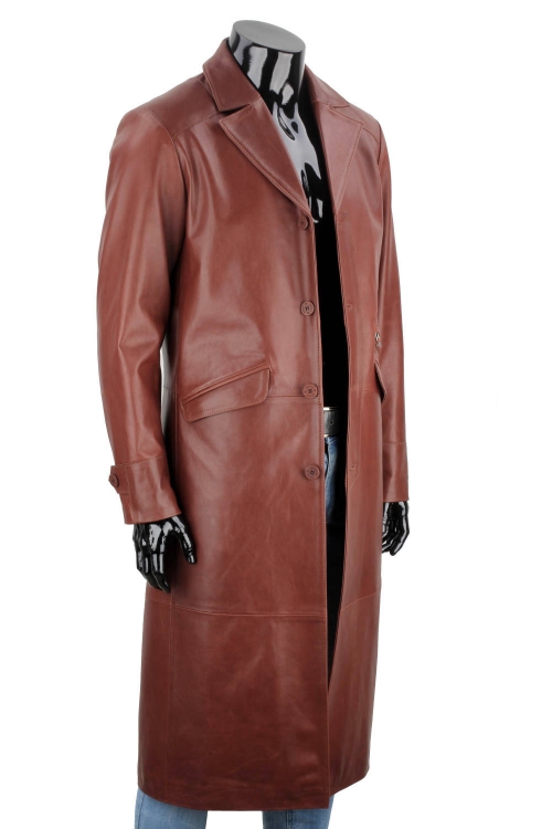 ERKL122 - Klasyczny długi płaszcz męski z brśazowej skóry licowej DORJAN 3.JPG