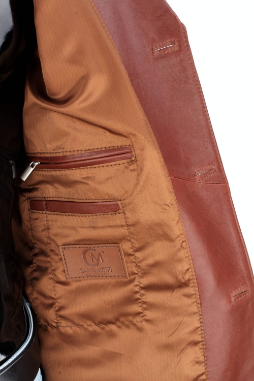 ERKL122 - Klasyczny długi płaszcz męski z brśazowej skóry licowej DORJAN 14.JPG