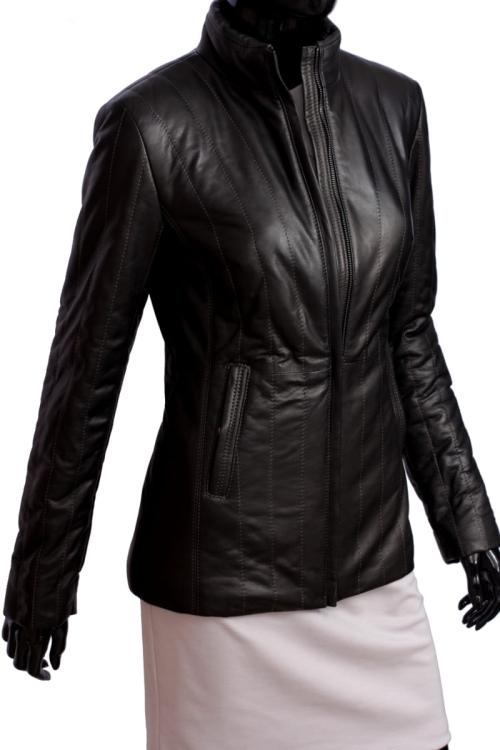 KURTKA SKÓRZANA PIKOWANA DAMSKA CARLO MONTI AML450