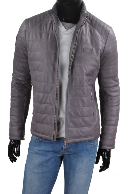 Kurtka skórzana pikowana męska DORJAN CM NIK102 przód rozpięty 