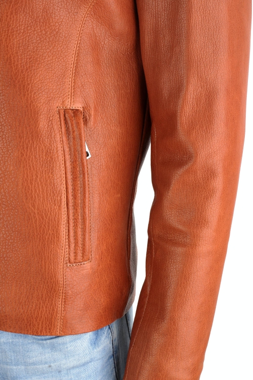 Męska kurtka skórzana z camelowej skóry naturalnej DORJAN 13.JPG