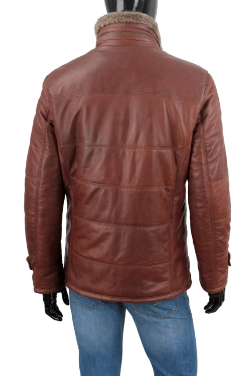 Kurtka skórzana pikowana męska DORJAN CM BRU216 plecy 