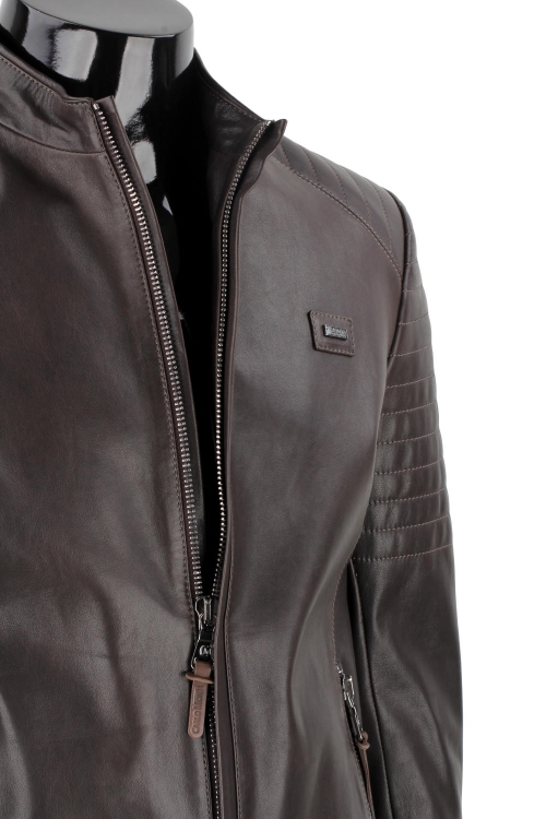 VIT124 - Męska kurtka skórzana casual w kolorze ciemnego brązu DORJAN 13.JPG