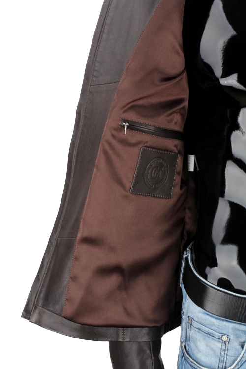 VIT124 - Męska kurtka skórzana casual w kolorze ciemnego brązu DORJAN 14.JPG