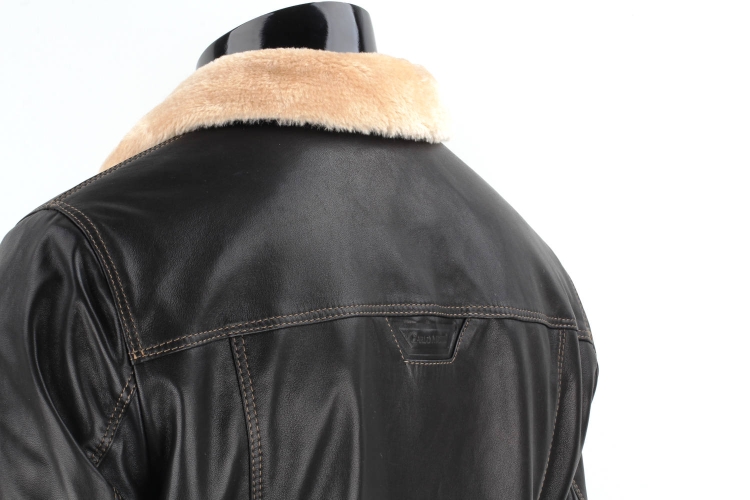 KTMK951 - Czarna katana skórzana męska z kożuchem eko DORJAN 10.JPG