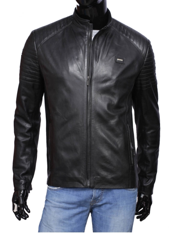 VIT450_3 - Czarna kurtka skórzana męska w casualowym stylu DORJAN 1.jpg