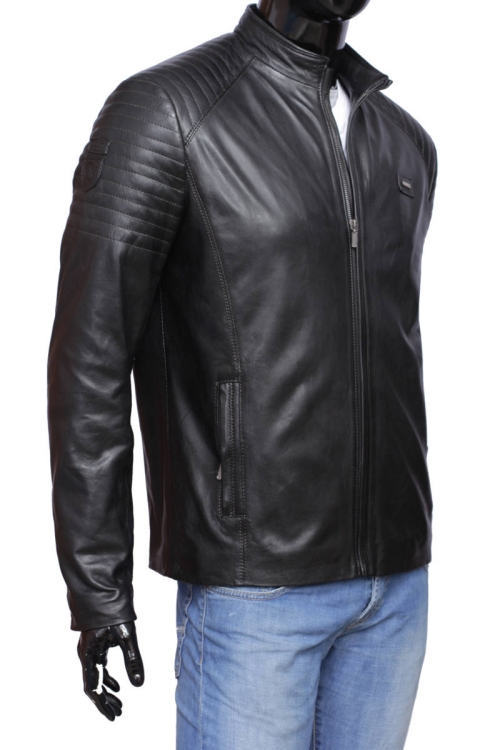 VIT450_3 - Czarna kurtka skórzana męska w casualowym stylu DORJAN 3.jpg