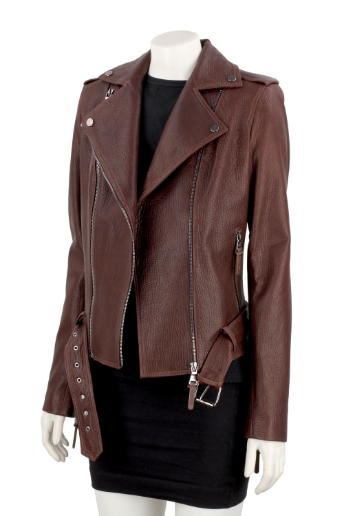 Brązowa ramoneska skórzana damska ze skóry PREMIUM DORJAN 3.JPG