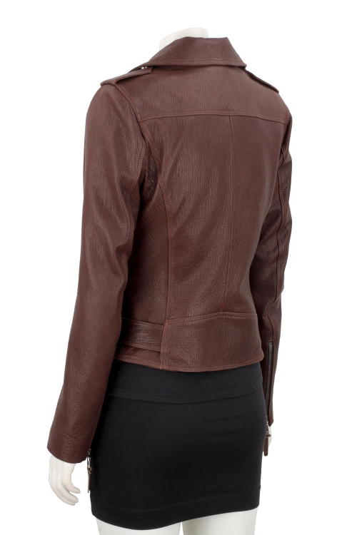 Brązowa ramoneska skórzana damska ze skóry PREMIUM DORJAN 4.JPG