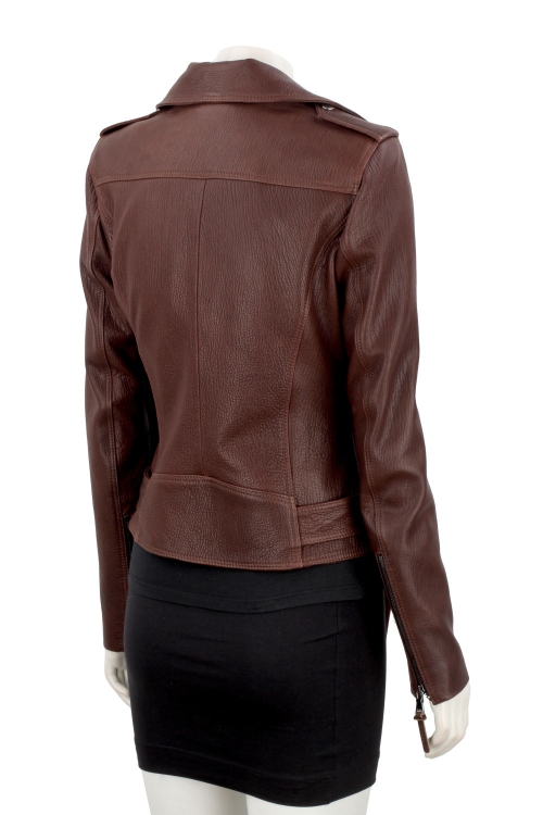 Brązowa ramoneska skórzana damska ze skóry PREMIUM DORJAN 5.JPG