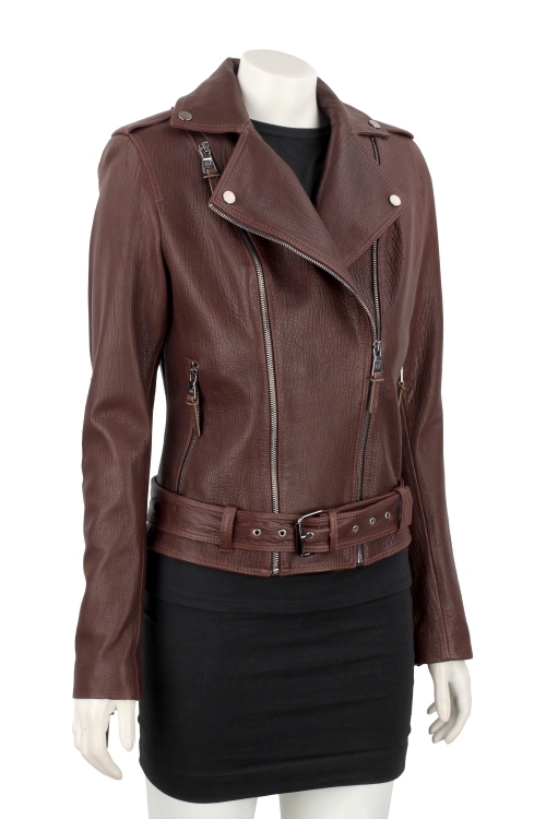 Brązowa ramoneska skórzana damska ze skóry PREMIUM DORJAN 6.JPG