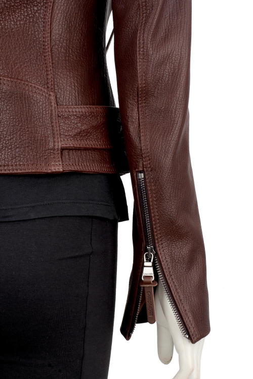 Brązowa ramoneska skórzana damska ze skóry PREMIUM DORJAN 8.JPG