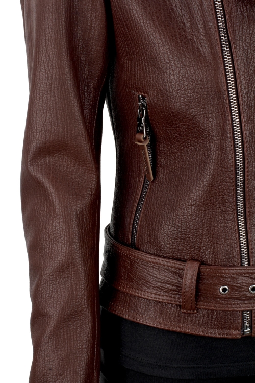 Brązowa ramoneska skórzana damska ze skóry PREMIUM DORJAN 11.JPG