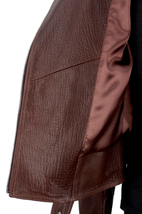 Brązowa ramoneska skórzana damska ze skóry PREMIUM DORJAN 13.JPG