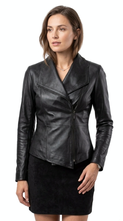 M-240 - kurtka skórzana damska z kołnierzem - Wyprzedaż DORJAN