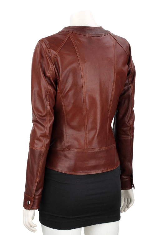 SAR122A - brązowa kurtka skórzana damska z paskiem DORJAN 6.JPG