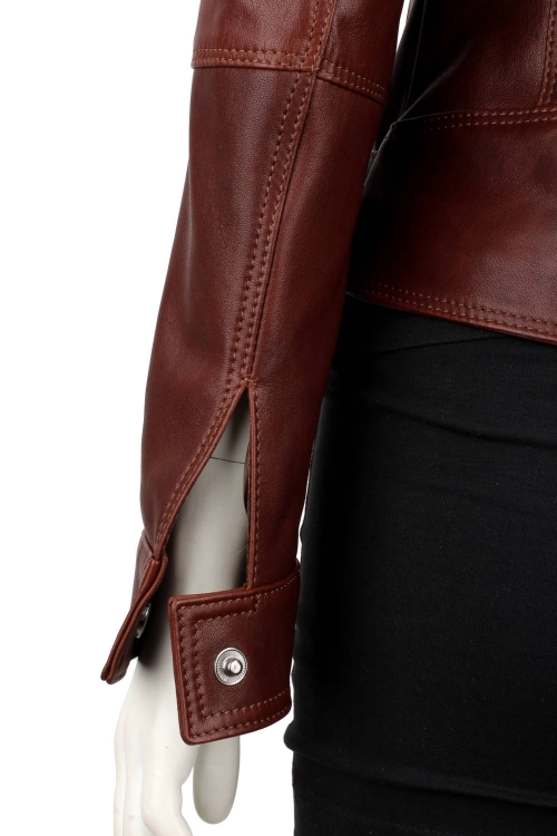 SAR122A - brązowa kurtka skórzana damska z paskiem DORJAN 11.JPG