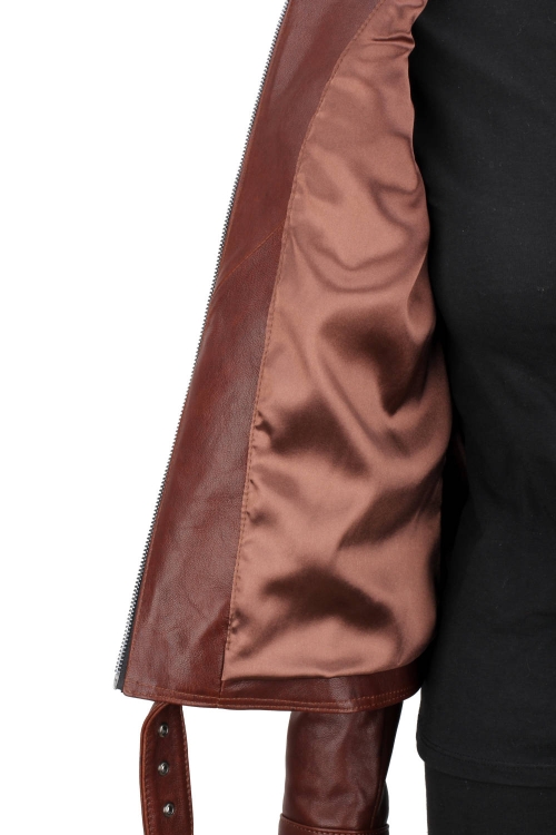 SAR122A - brązowa kurtka skórzana damska z paskiem DORJAN 13.JPG