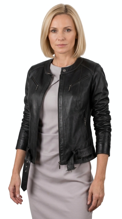 M-243 - czarna kurtka skórzana damska - Wyprzedaż DORJAN
