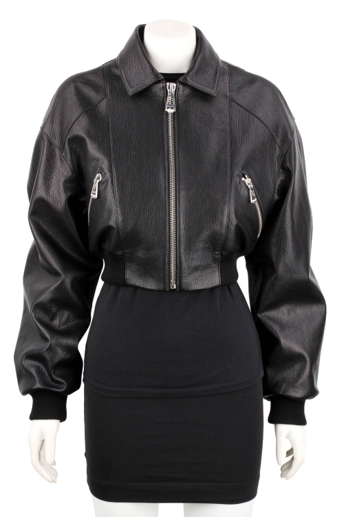 OTI951 - Kurtka skórzana damska ze ściągaczami w luźnym kroju 1.JPG