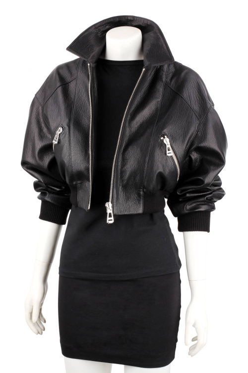 OTI951 - Kurtka skórzana damska ze ściągaczami w luźnym kroju 3.JPG
