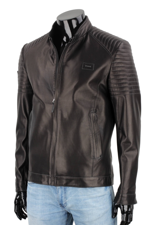 VIT450P - Casualowa kurtka skórzana męska z czarnej skóry owczej DORJAN 2.JPG