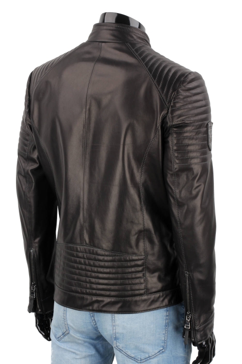 VIT450P - Casualowa kurtka skórzana męska z czarnej skóry owczej DORJAN 5.JPG