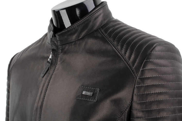 VIT450P - Casualowa kurtka skórzana męska z czarnej skóry owczej DORJAN 11.JPG