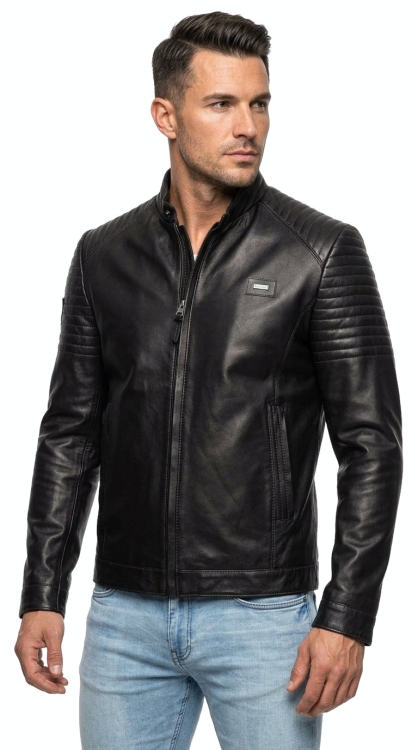 M-262 - lekka kurtka skórzana męska casualowa - Wyprzedaż DORJAN