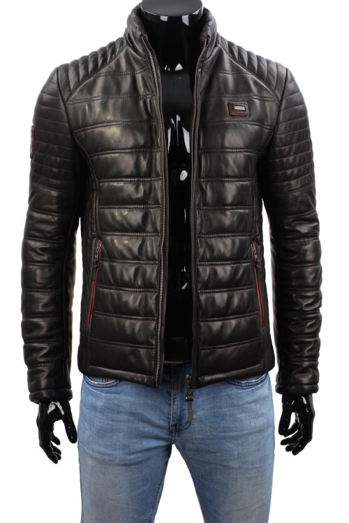 NIK453 - Czarna kurtka skórzana męska wielosezonowa firmy DORJAN 2.JPG