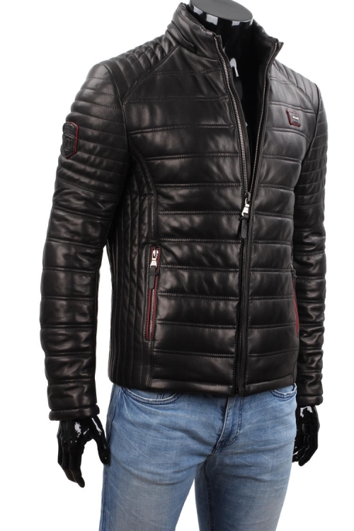 NIK453 - Czarna kurtka skórzana męska wielosezonowa firmy DORJAN 3.JPG