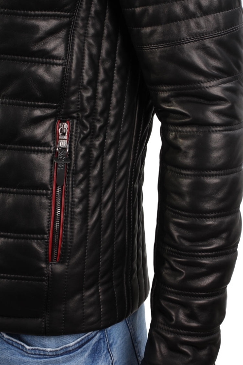 NIK453 - Czarna kurtka skórzana męska wielosezonowa firmy DORJAN 7.JPG