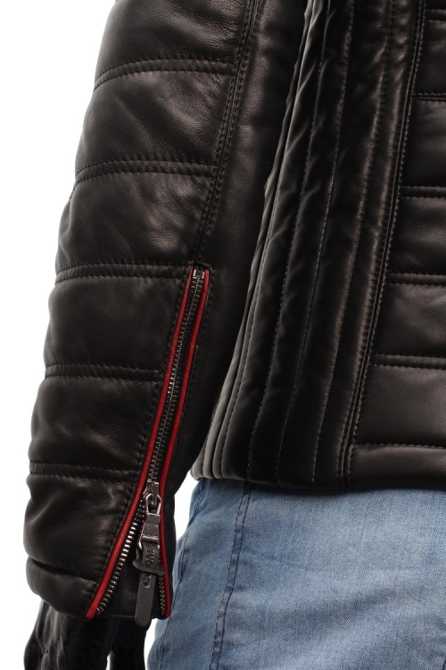 NIK453 - Czarna kurtka skórzana męska wielosezonowa firmy DORJAN 8.JPG