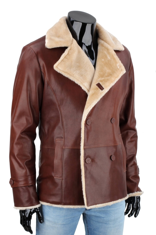 KRO122 - Kurtka skórzana męska dwurzędowa z podszyciem z kożucha DORJAN 3.JPG