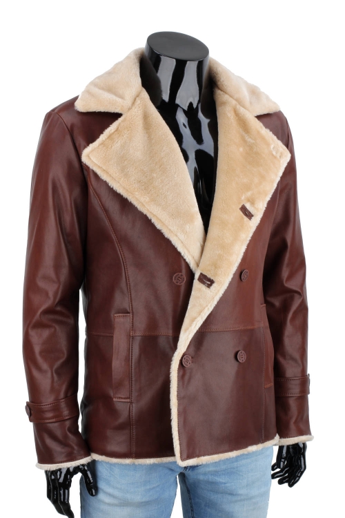 KRO122 - Kurtka skórzana męska dwurzędowa z podszyciem z kożucha DORJAN 4.JPG