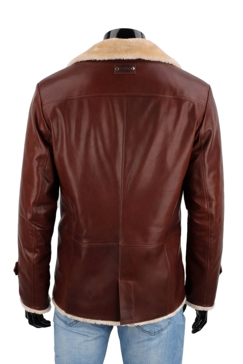 KRO122 - Kurtka skórzana męska dwurzędowa z podszyciem z kożucha DORJAN 5.JPG