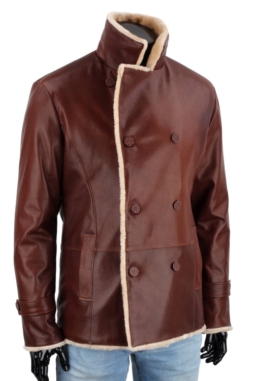 KRO122 - Kurtka skórzana męska dwurzędowa z podszyciem z kożucha DORJAN 8.JPG