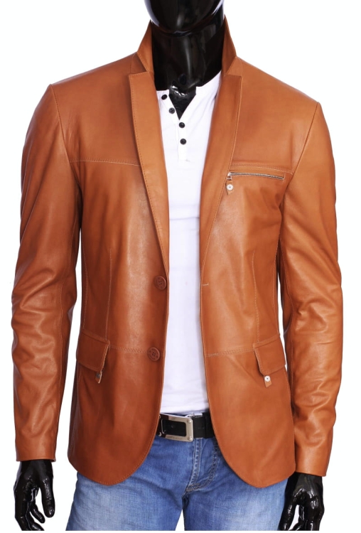 RLF080_3 - Camelowa marynarka skórzana męska na dwa guziki DORJAN 1.jpg