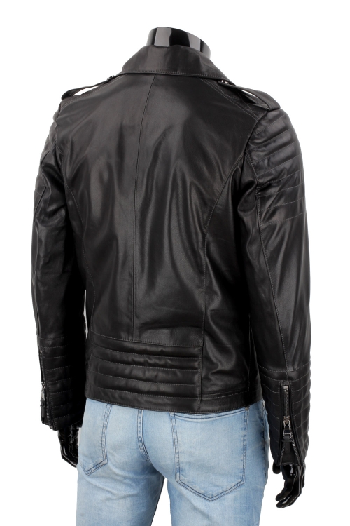 Klasyczna Ramoneska Skórzana Męska z czarnej skóry owczej DORJAN 5.JPG