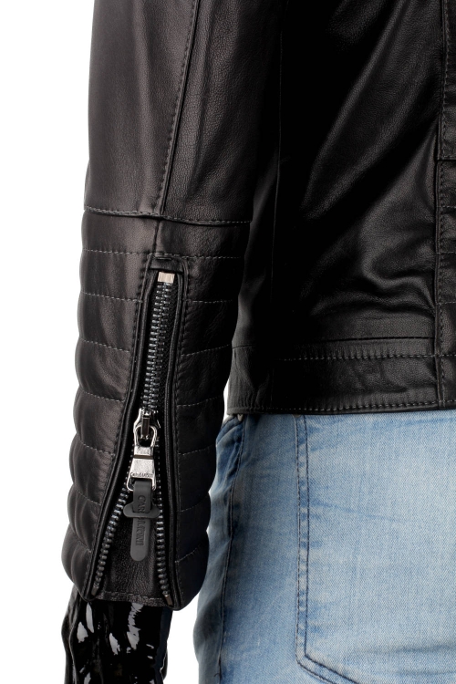 Klasyczna Ramoneska Skórzana Męska z czarnej skóry owczej DORJAN 10.JPG