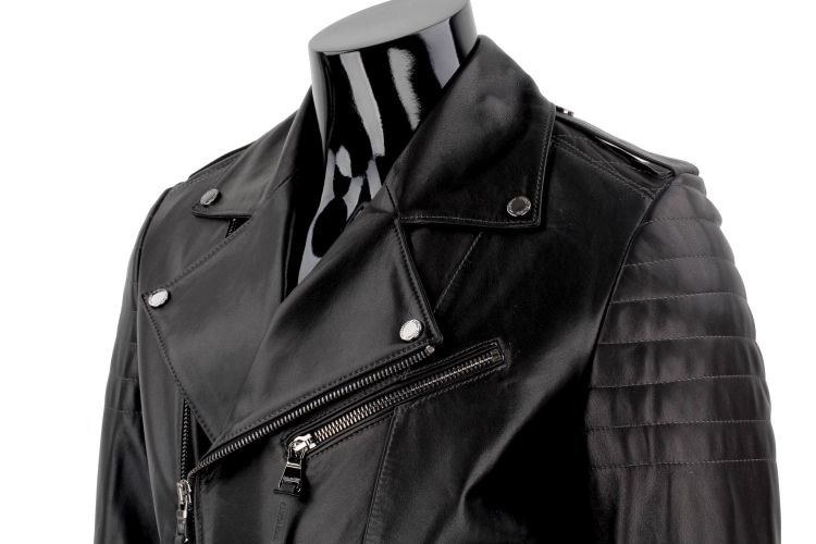 Klasyczna Ramoneska Skórzana Męska z czarnej skóry owczej DORJAN 11.JPG