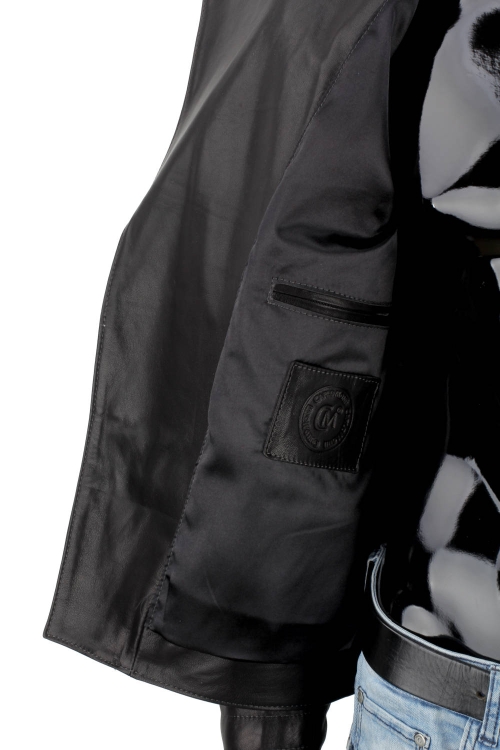 Klasyczna Ramoneska Skórzana Męska z czarnej skóry owczej DORJAN 12.JPG